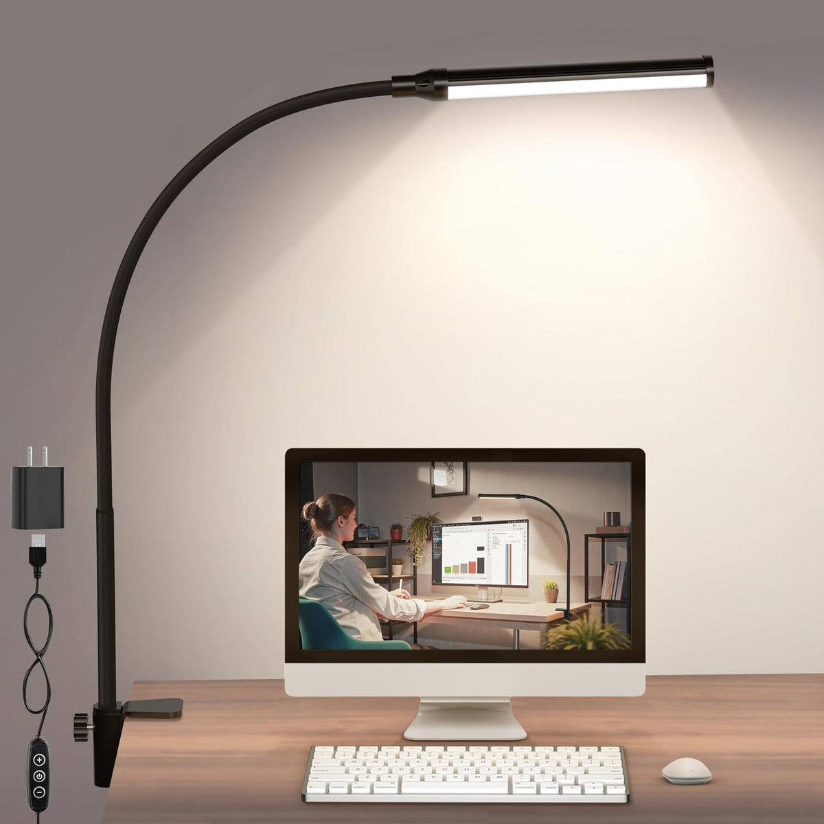 LED Desk Lamp with Clamp,Clip On Desk Lamp for Home Office