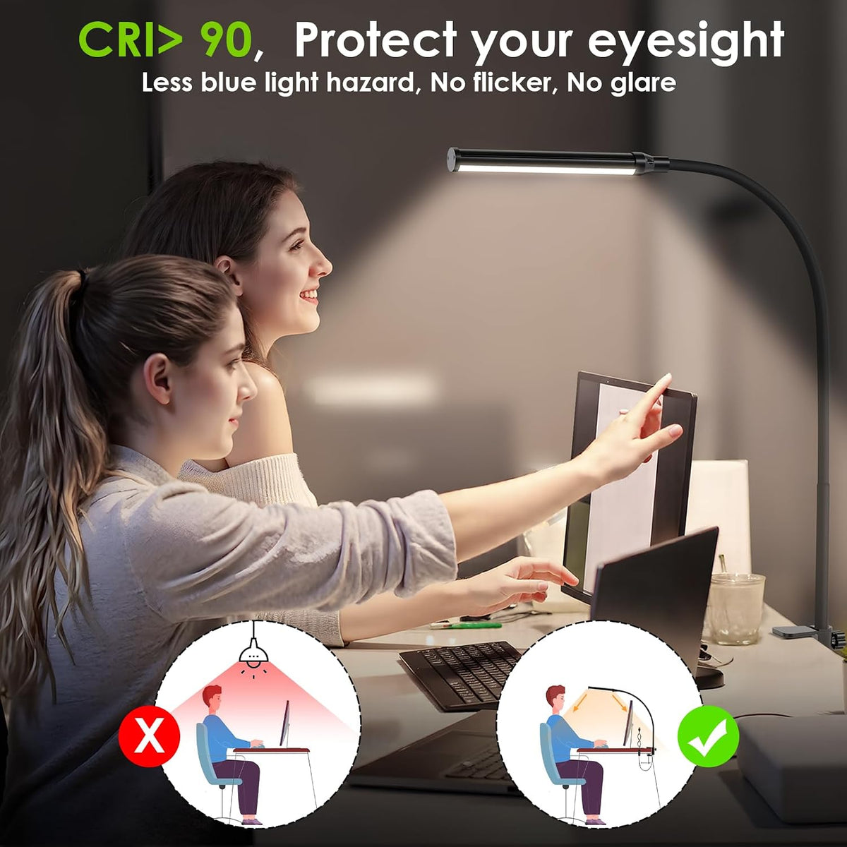 LED Desk Lamp with Clamp,Clip On Desk Lamp for Home Office