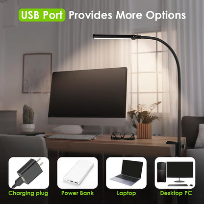LED Desk Lamp with Clamp,Clip On Desk Lamp for Home Office