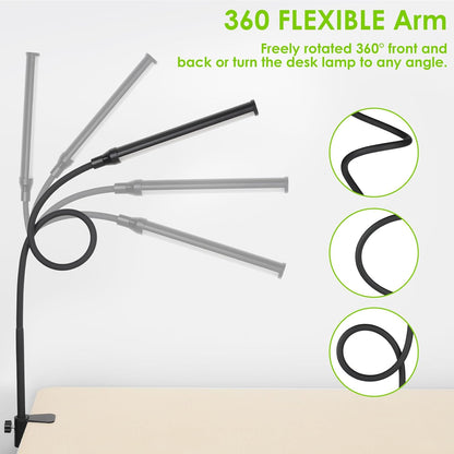 LED Desk Lamp with Clamp,Clip On Desk Lamp for Home Office