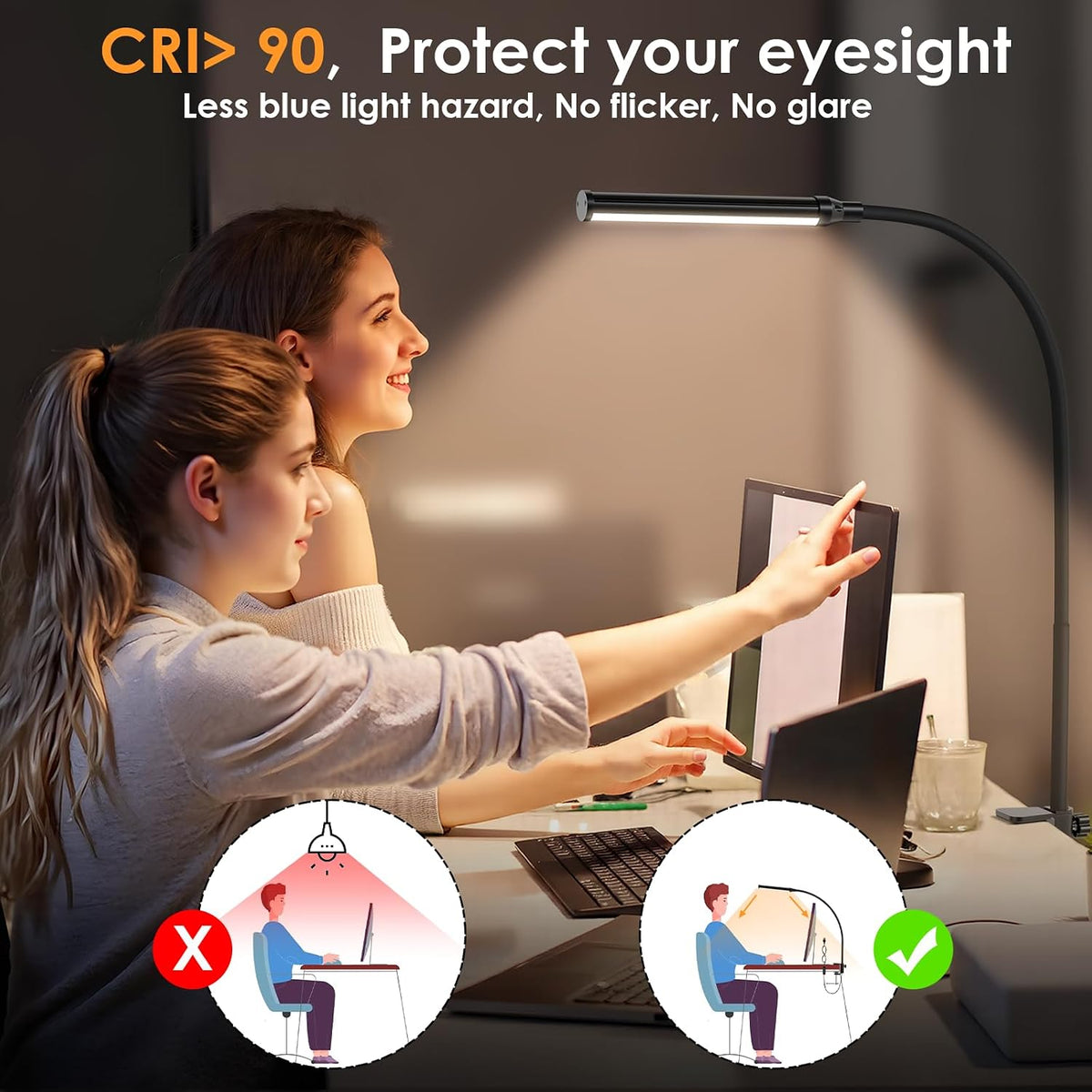 LED Desk Lamp with Clamp,Clip On Desk Lamp for Home Office
