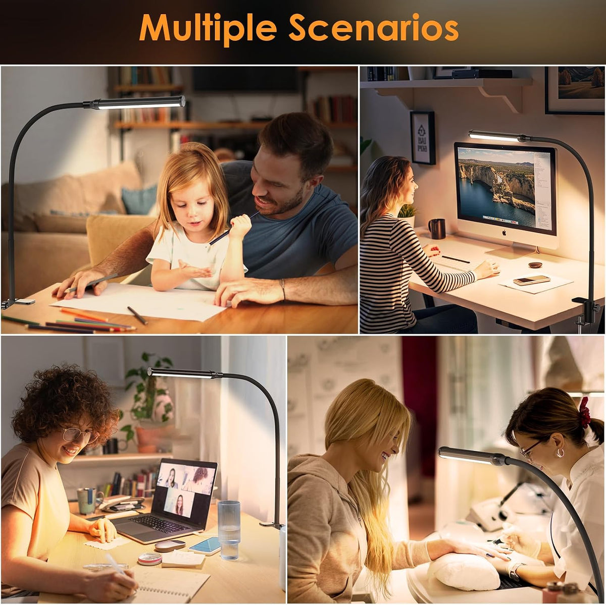 LED Desk Lamp with Clamp,Clip On Desk Lamp for Home Office