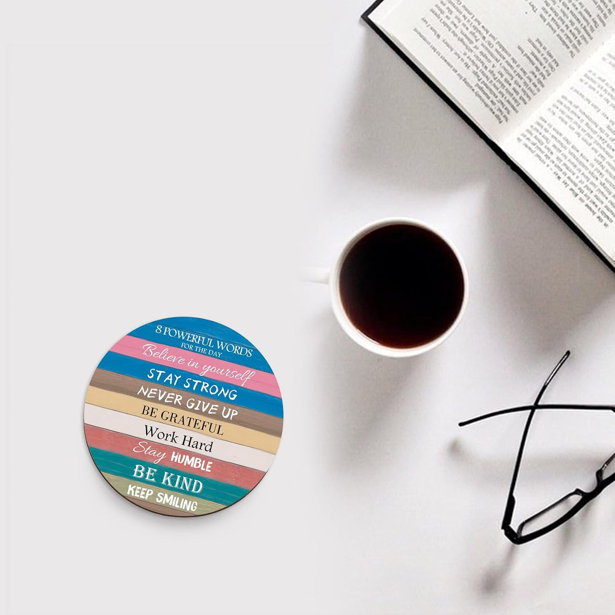 Office Motivational Desk Decor Inspirational Gifts for Women Men Quotes Spiritual Decor Drink Coasters for Desk Set of 2 Car Cup Holder Christmas Birthday Gifts for Coworkers Best Friend