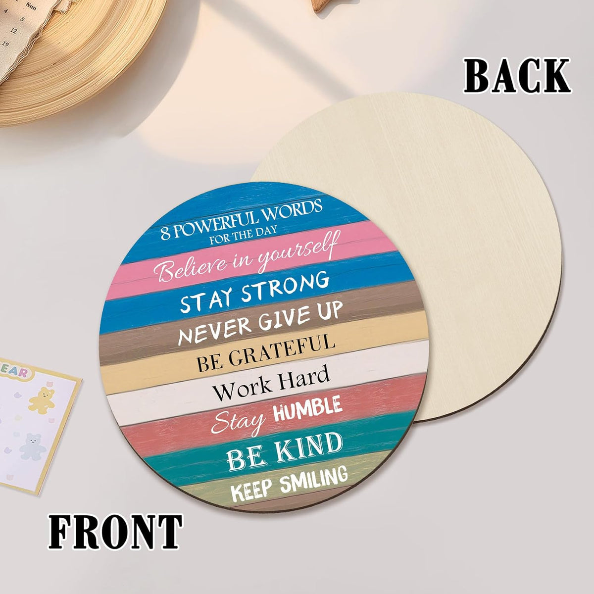 Office Motivational Desk Decor Inspirational Gifts for Women Men Quotes Spiritual Decor Drink Coasters for Desk Set of 2 Car Cup Holder Christmas Birthday Gifts for Coworkers Best Friend