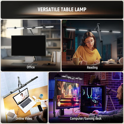 Entry Level Version 32" LED Light with Clamp for Desk Home Office Dorm Designer Drafting, 20W Dual Computer Monitor Architect Lamp Bar, Flexible Overhead 2200lux/Remote/5 Modes CRI80+, N21