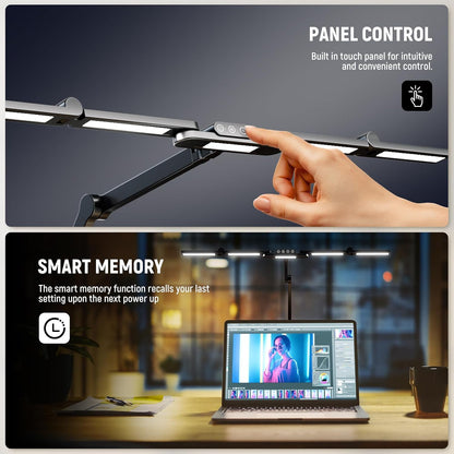 Entry Level Version 32" LED Light with Clamp for Desk Home Office Dorm Designer Drafting, 20W Dual Computer Monitor Architect Lamp Bar, Flexible Overhead 2200lux/Remote/5 Modes CRI80+, N21