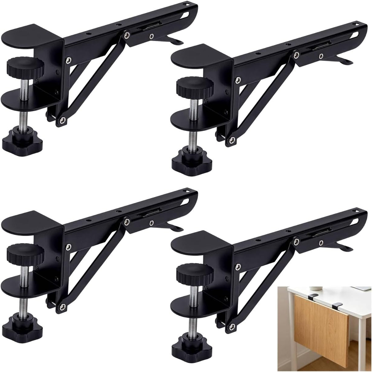 2set Under Desk Keyboard Trays Support Bracket Adjustable Desktop Extension Board Stand Clamp on Keyboard Holder Arm Rest Tray Extension Plate Support Rack for Desk (NO Tray)