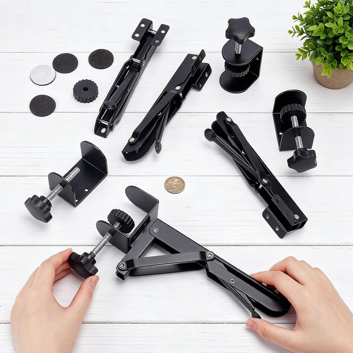 2set Under Desk Keyboard Trays Support Bracket Adjustable Desktop Extension Board Stand Clamp on Keyboard Holder Arm Rest Tray Extension Plate Support Rack for Desk (NO Tray)