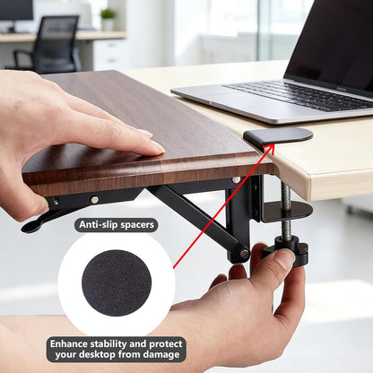2set Under Desk Keyboard Trays Support Bracket Adjustable Desktop Extension Board Stand Clamp on Keyboard Holder Arm Rest Tray Extension Plate Support Rack for Desk (NO Tray)