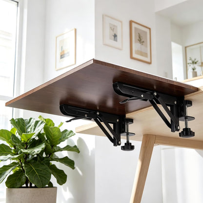 2set Under Desk Keyboard Trays Support Bracket Adjustable Desktop Extension Board Stand Clamp on Keyboard Holder Arm Rest Tray Extension Plate Support Rack for Desk (NO Tray)