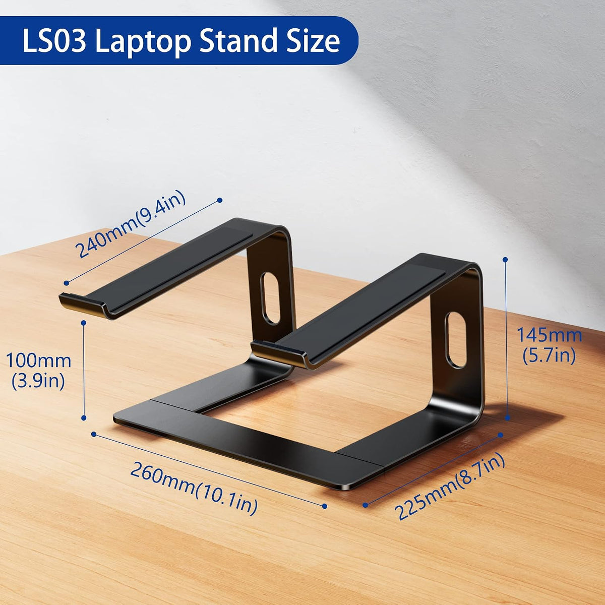 LS03 Aluminum Laptop Stand, Ergonomic Detachable Computer Stand, Notebook Riser, Laptop Mount Compatible with Air, Pro, Dell, HP, Lenovo More 10-15.6" Laptops, Silver