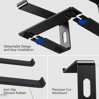 LS03 Aluminum Laptop Stand, Ergonomic Detachable Computer Stand, Notebook Riser, Laptop Mount Compatible with Air, Pro, Dell, HP, Lenovo More 10-15.6" Laptops, Silver