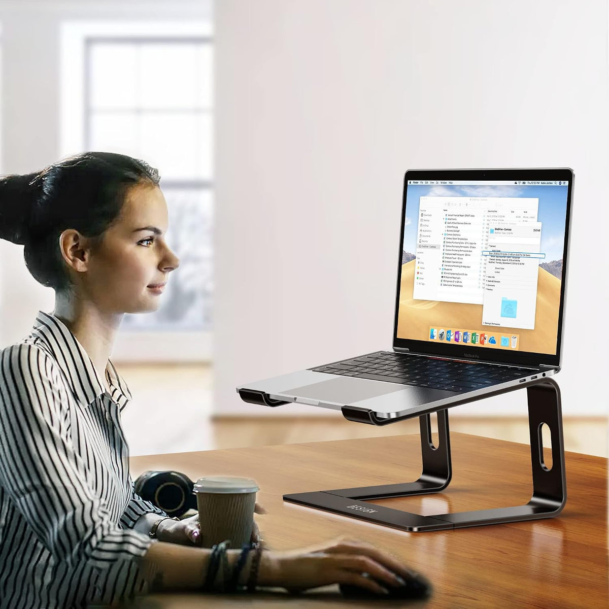 LS03 Aluminum Laptop Stand, Ergonomic Detachable Computer Stand, Notebook Riser, Laptop Mount Compatible with Air, Pro, Dell, HP, Lenovo More 10-15.6" Laptops, Silver