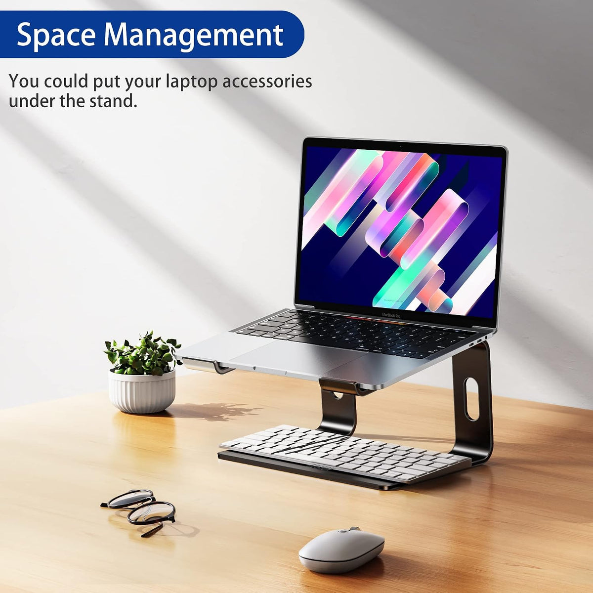 LS03 Aluminum Laptop Stand, Ergonomic Detachable Computer Stand, Notebook Riser, Laptop Mount Compatible with Air, Pro, Dell, HP, Lenovo More 10-15.6" Laptops, Silver