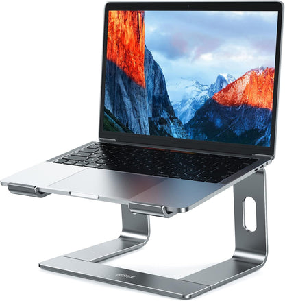 LS03 Aluminum Laptop Stand, Ergonomic Detachable Computer Stand, Notebook Riser, Laptop Mount Compatible with Air, Pro, Dell, HP, Lenovo More 10-15.6" Laptops, Silver