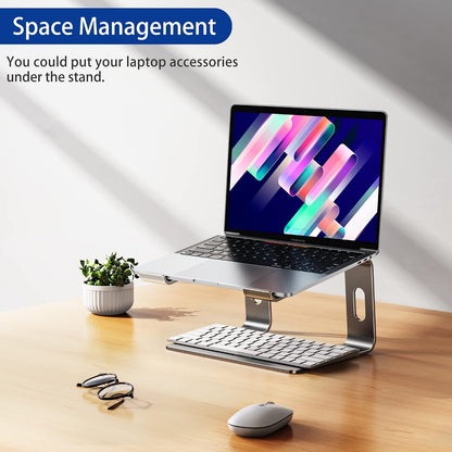 LS03 Aluminum Laptop Stand, Ergonomic Detachable Computer Stand, Notebook Riser, Laptop Mount Compatible with Air, Pro, Dell, HP, Lenovo More 10-15.6" Laptops, Silver