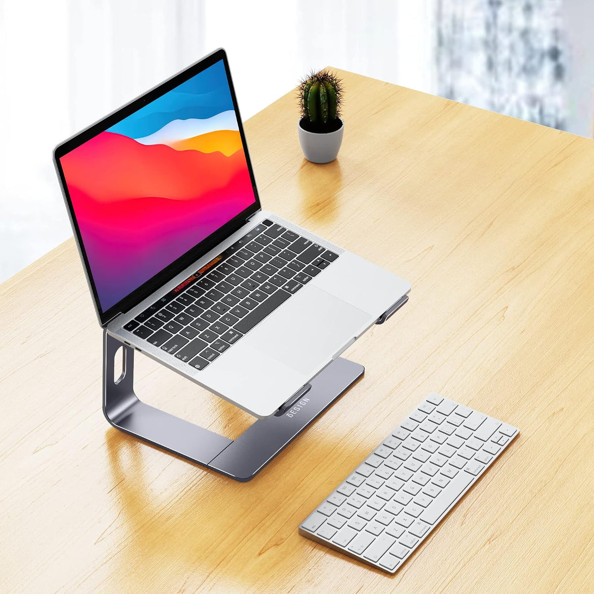 LS03 Aluminum Laptop Stand, Ergonomic Detachable Computer Stand, Notebook Riser, Laptop Mount Compatible with Air, Pro, Dell, HP, Lenovo More 10-15.6" Laptops, Silver