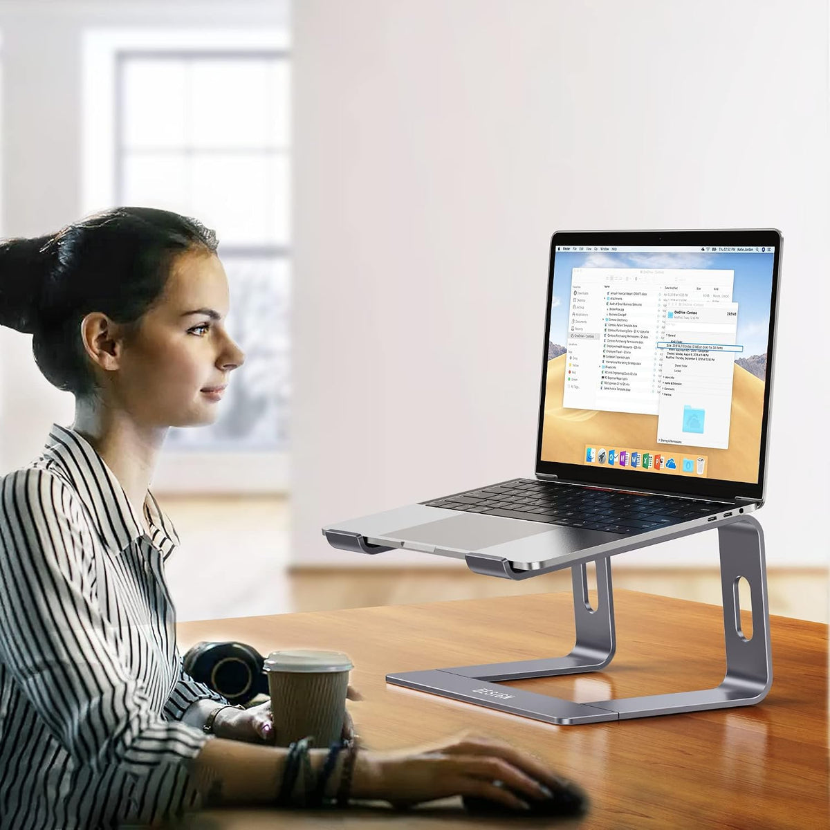 LS03 Aluminum Laptop Stand, Ergonomic Detachable Computer Stand, Notebook Riser, Laptop Mount Compatible with Air, Pro, Dell, HP, Lenovo More 10-15.6" Laptops, Silver
