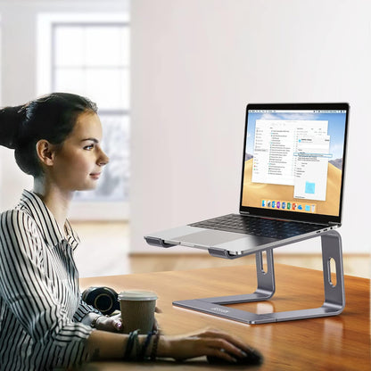LS03 Aluminum Laptop Stand, Ergonomic Detachable Computer Stand, Notebook Riser, Laptop Mount Compatible with Air, Pro, Dell, HP, Lenovo More 10-15.6" Laptops, Silver