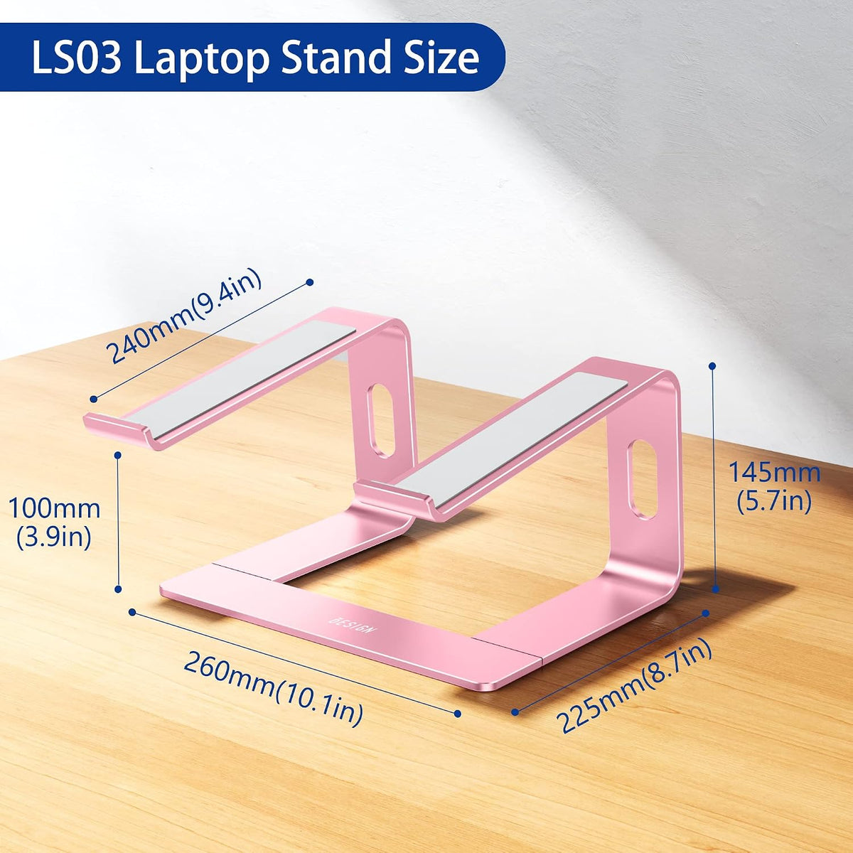 LS03 Aluminum Laptop Stand, Ergonomic Detachable Computer Stand, Notebook Riser, Laptop Mount Compatible with Air, Pro, Dell, HP, Lenovo More 10-15.6" Laptops, Silver