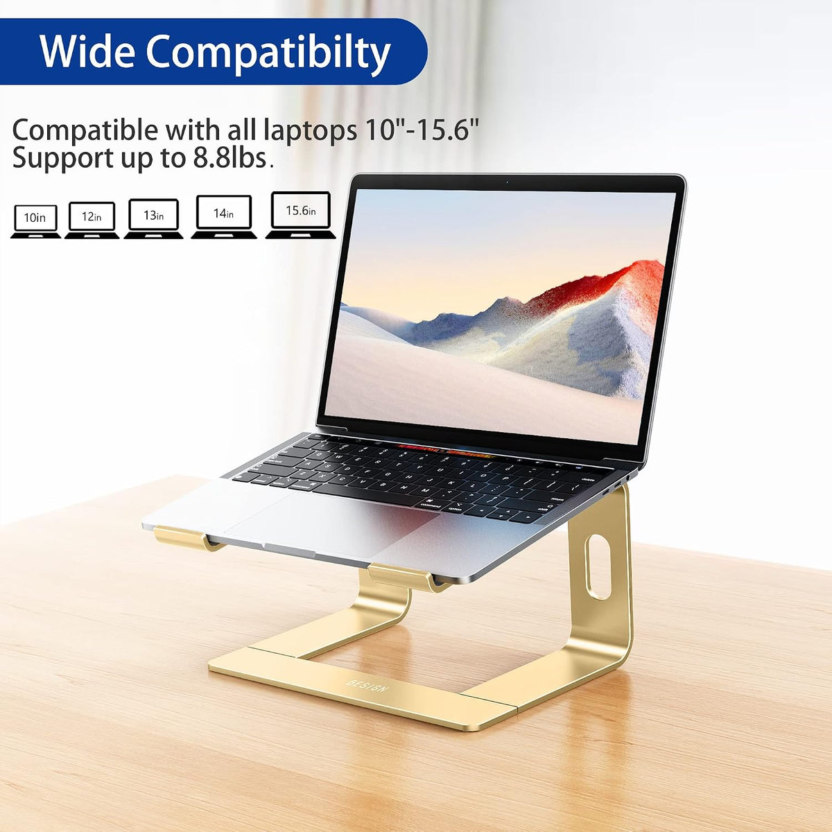 LS03 Aluminum Laptop Stand, Ergonomic Detachable Computer Stand, Notebook Riser, Laptop Mount Compatible with Air, Pro, Dell, HP, Lenovo More 10-15.6" Laptops, Silver