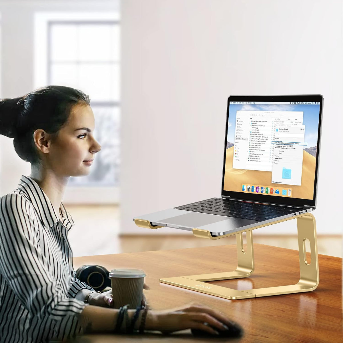 LS03 Aluminum Laptop Stand, Ergonomic Detachable Computer Stand, Notebook Riser, Laptop Mount Compatible with Air, Pro, Dell, HP, Lenovo More 10-15.6" Laptops, Silver