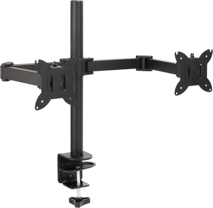 Adjustable Dual Monitor Desk Mount, Supports up to 32 inch Monitors and 22 lbs per Arm, Adjustable Tension, VESA 75x75/100x100, Black
