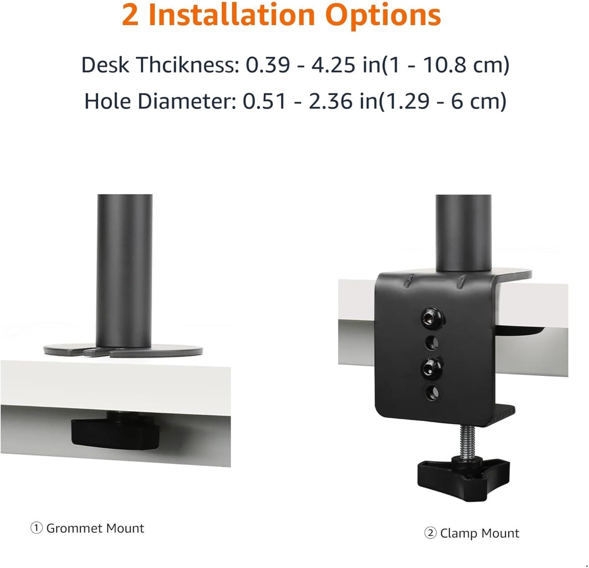 Adjustable Dual Monitor Desk Mount, Supports up to 32 inch Monitors and 22 lbs per Arm, Adjustable Tension, VESA 75x75/100x100, Black
