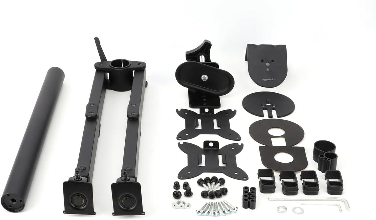Adjustable Dual Monitor Desk Mount, Supports up to 32 inch Monitors and 22 lbs per Arm, Adjustable Tension, VESA 75x75/100x100, Black