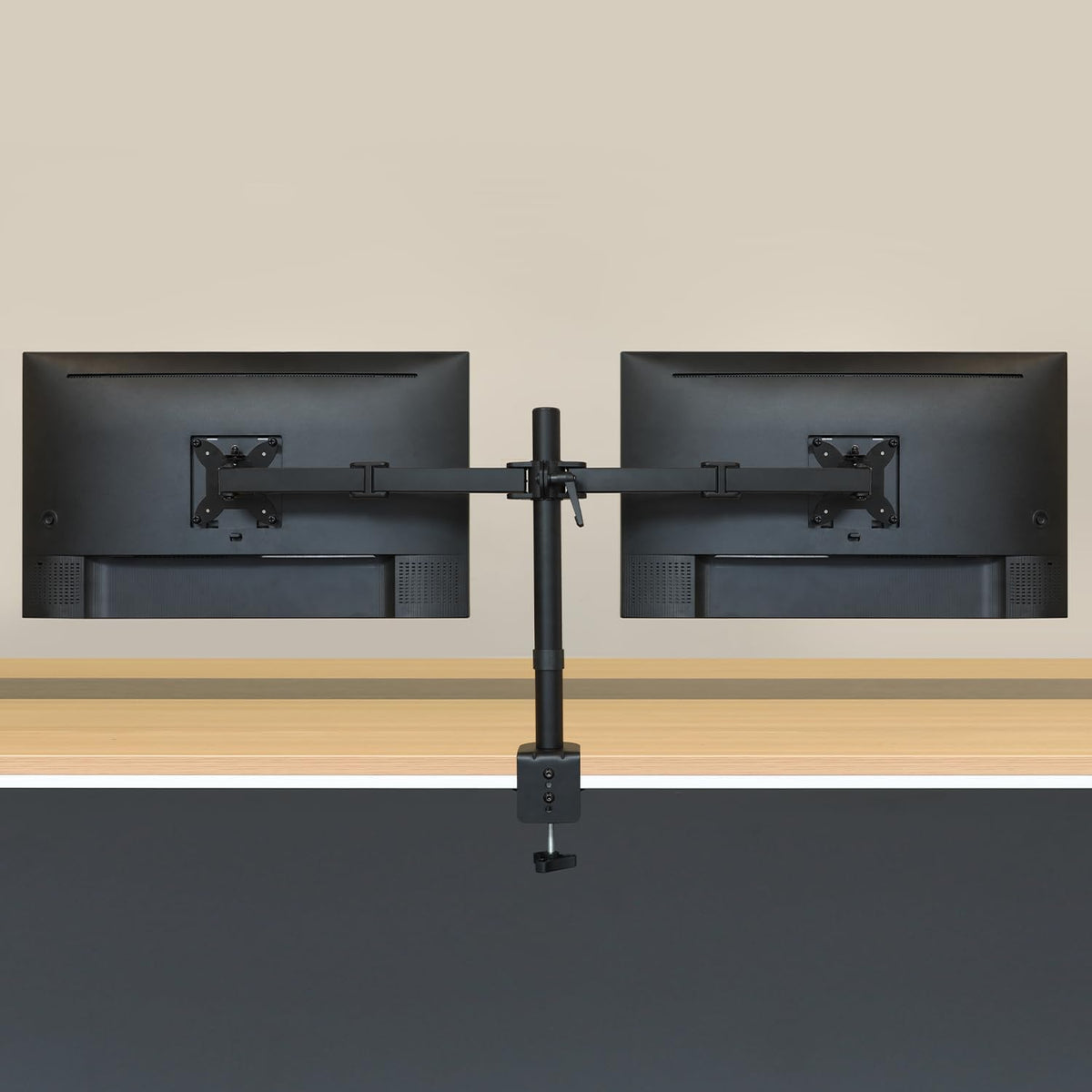Adjustable Dual Monitor Desk Mount, Supports up to 32 inch Monitors and 22 lbs per Arm, Adjustable Tension, VESA 75x75/100x100, Black