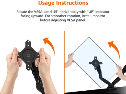 Adjustable Dual Monitor Desk Mount, Supports up to 32 inch Monitors and 22 lbs per Arm, Adjustable Tension, VESA 75x75/100x100, Black