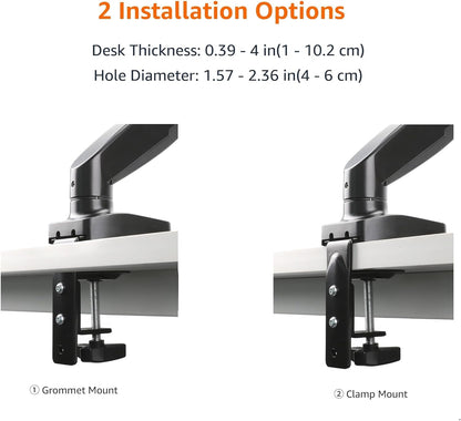 Adjustable Dual Monitor Desk Mount, Supports up to 32 inch Monitors and 22 lbs per Arm, Adjustable Tension, VESA 75x75/100x100, Black
