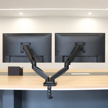 Adjustable Dual Monitor Desk Mount, Supports up to 32 inch Monitors and 22 lbs per Arm, Adjustable Tension, VESA 75x75/100x100, Black