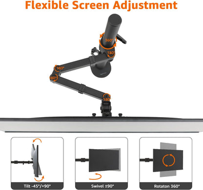 Adjustable Dual Monitor Desk Mount, Supports up to 32 inch Monitors and 22 lbs per Arm, Adjustable Tension, VESA 75x75/100x100, Black
