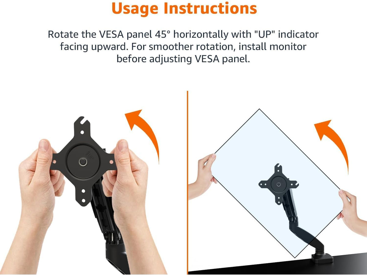 Adjustable Dual Monitor Desk Mount, Supports up to 32 inch Monitors and 22 lbs per Arm, Adjustable Tension, VESA 75x75/100x100, Black