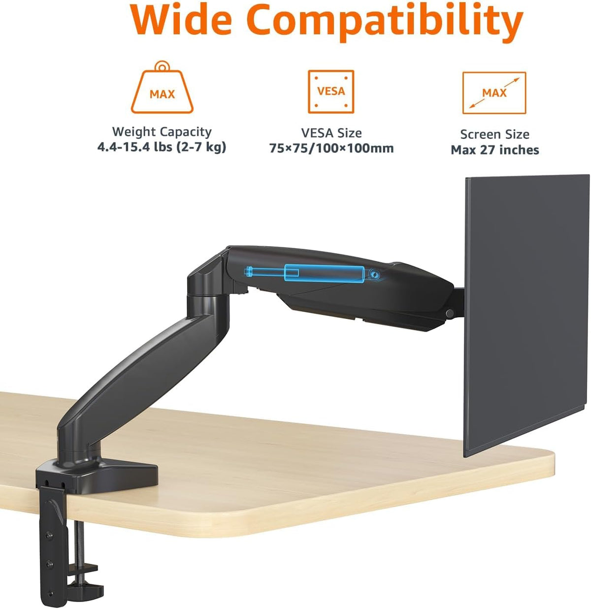 Adjustable Dual Monitor Desk Mount, Supports up to 32 inch Monitors and 22 lbs per Arm, Adjustable Tension, VESA 75x75/100x100, Black