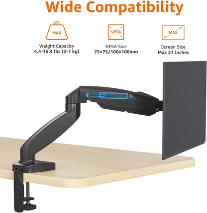 Adjustable Dual Monitor Desk Mount, Supports up to 32 inch Monitors and 22 lbs per Arm, Adjustable Tension, VESA 75x75/100x100, Black