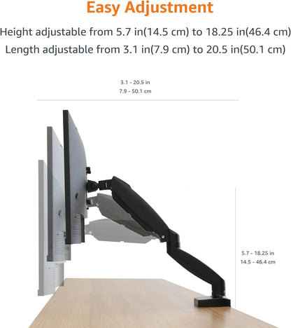 Adjustable Dual Monitor Desk Mount, Supports up to 32 inch Monitors and 22 lbs per Arm, Adjustable Tension, VESA 75x75/100x100, Black