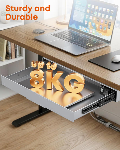 Under Desk Storage Drawer 14.8" Wide - Smooth Slide Out Organizer for Standing Desk & Home Office, Max Load 17.6 lbs, Quiet Glide, Black