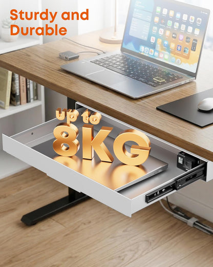Under Desk Storage Drawer 14.8" Wide - Smooth Slide Out Organizer for Standing Desk & Home Office, Max Load 17.6 lbs, Quiet Glide, Black