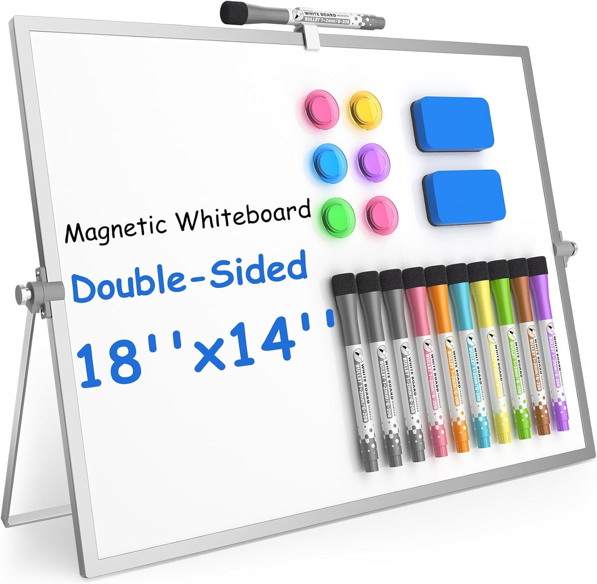 Magnetic Dry Erase Board with Stand, 18''x14'' Desktop Whiteboard