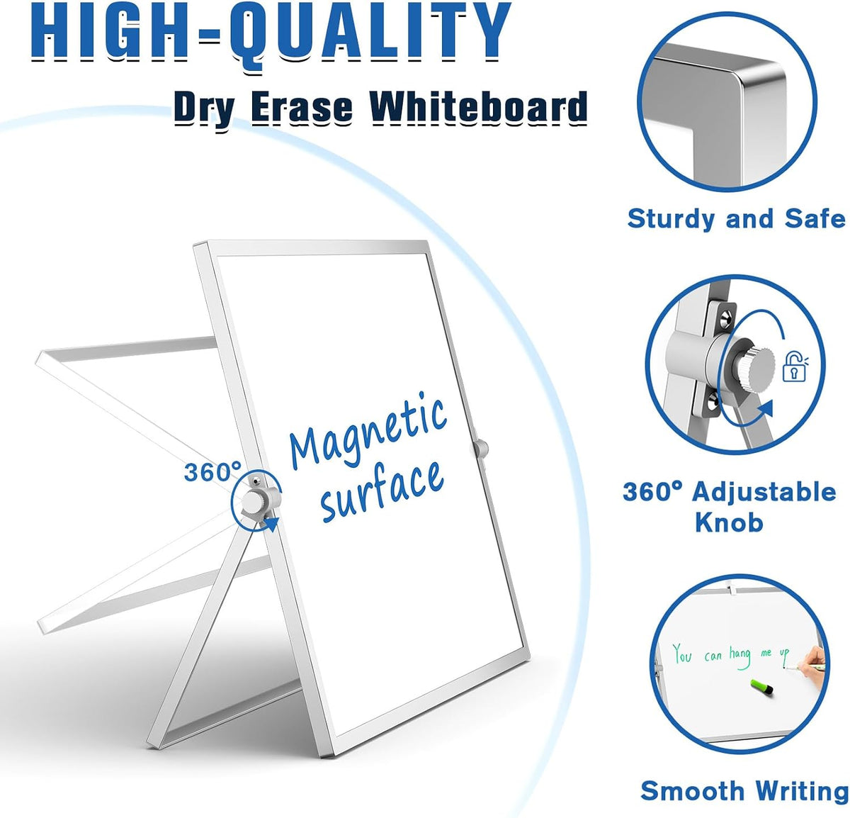Magnetic Dry Erase Board with Stand, 18''x14'' Desktop Whiteboard