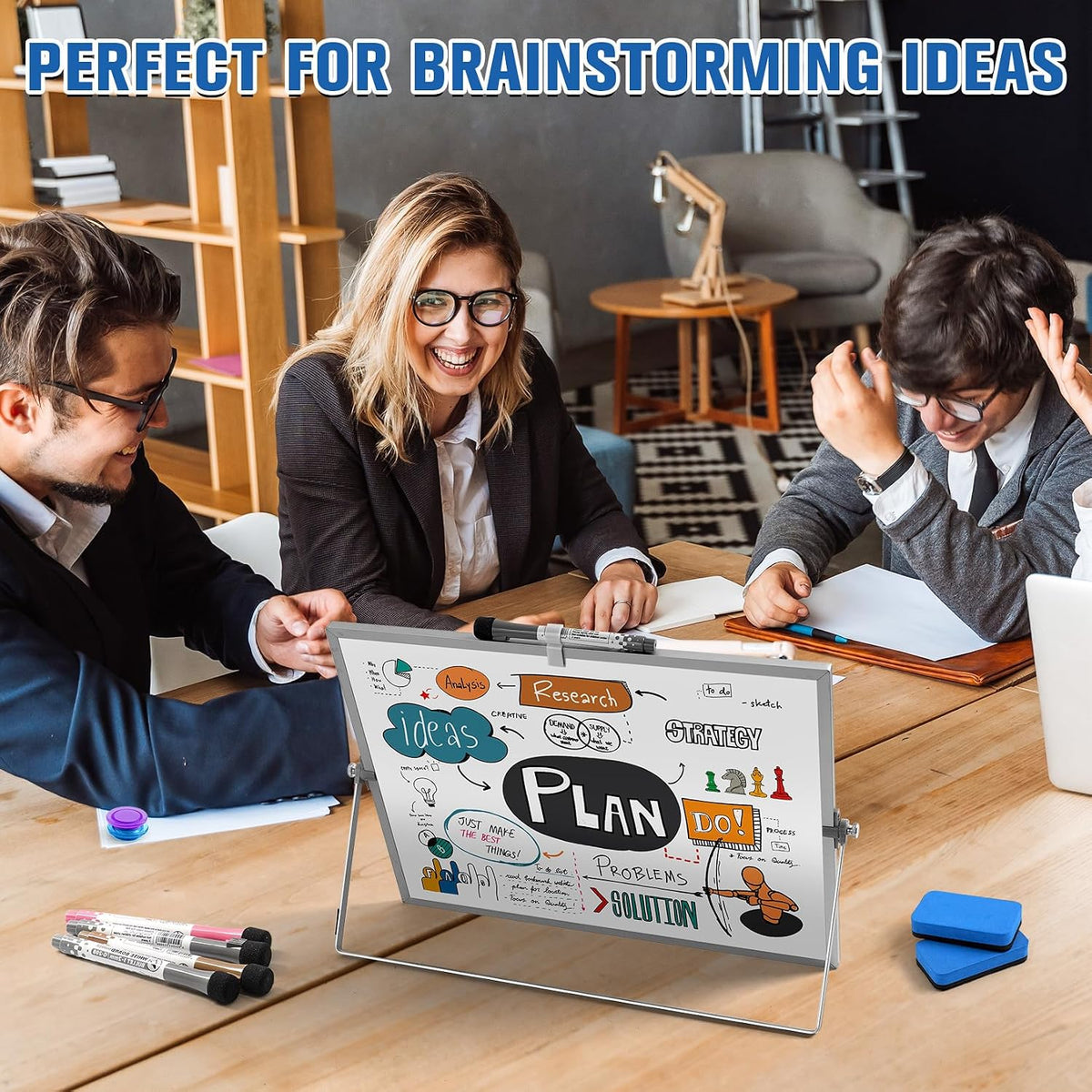 Magnetic Dry Erase Board with Stand, 18''x14'' Desktop Whiteboard