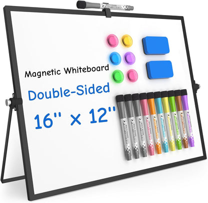 Magnetic Dry Erase Board with Stand, 18''x14'' Desktop Whiteboard
