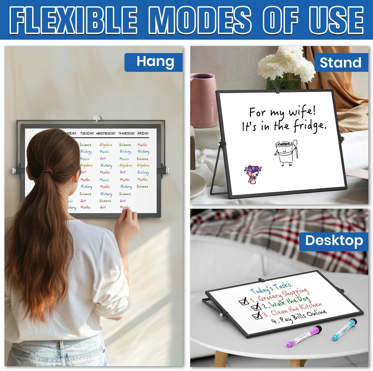 Magnetic Dry Erase Board with Stand, 18''x14'' Desktop Whiteboard