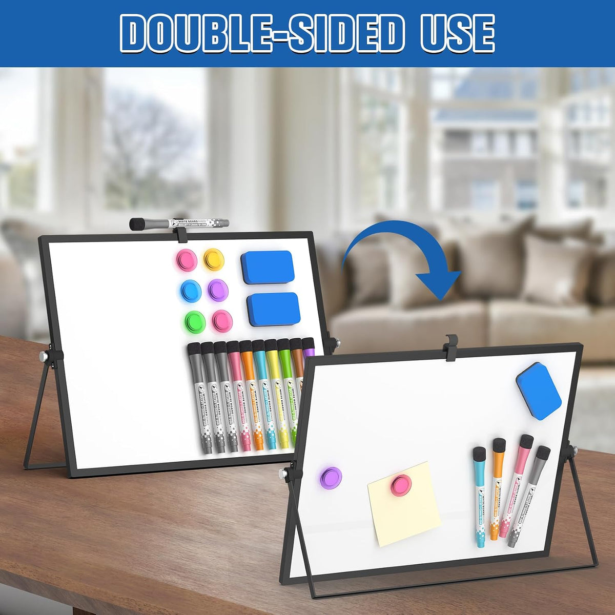 Magnetic Dry Erase Board with Stand, 18''x14'' Desktop Whiteboard