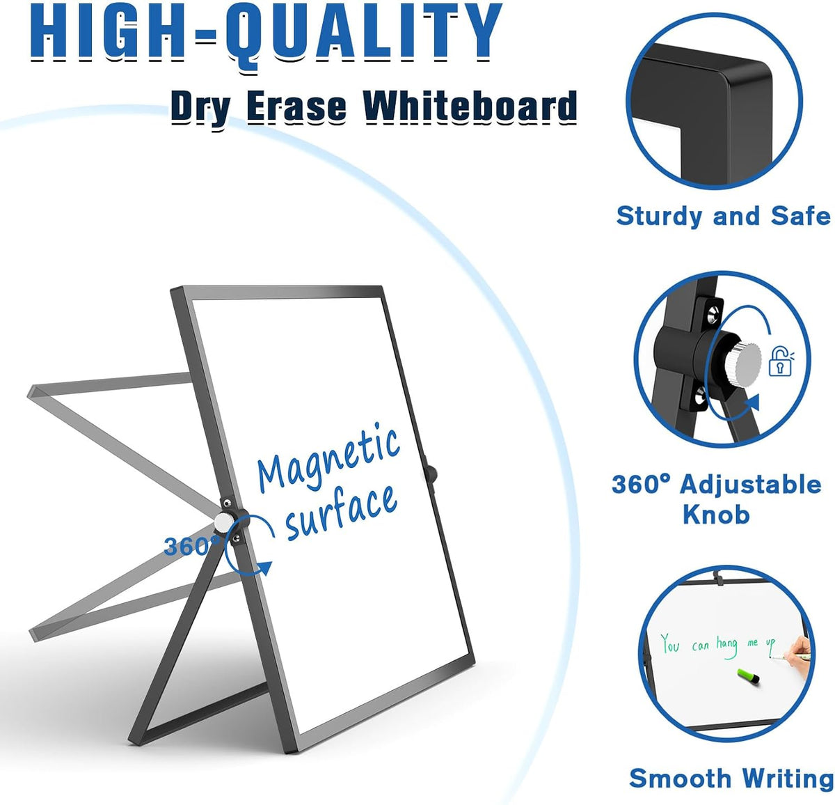 Magnetic Dry Erase Board with Stand, 18''x14'' Desktop Whiteboard