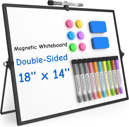 Magnetic Dry Erase Board with Stand, 18''x14'' Desktop Whiteboard
