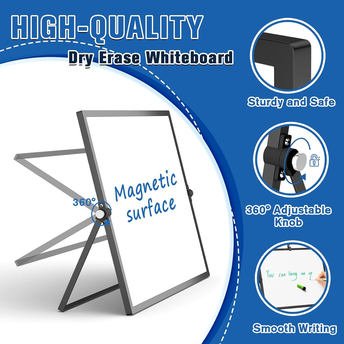 Magnetic Dry Erase Board with Stand, 18''x14'' Desktop Whiteboard
