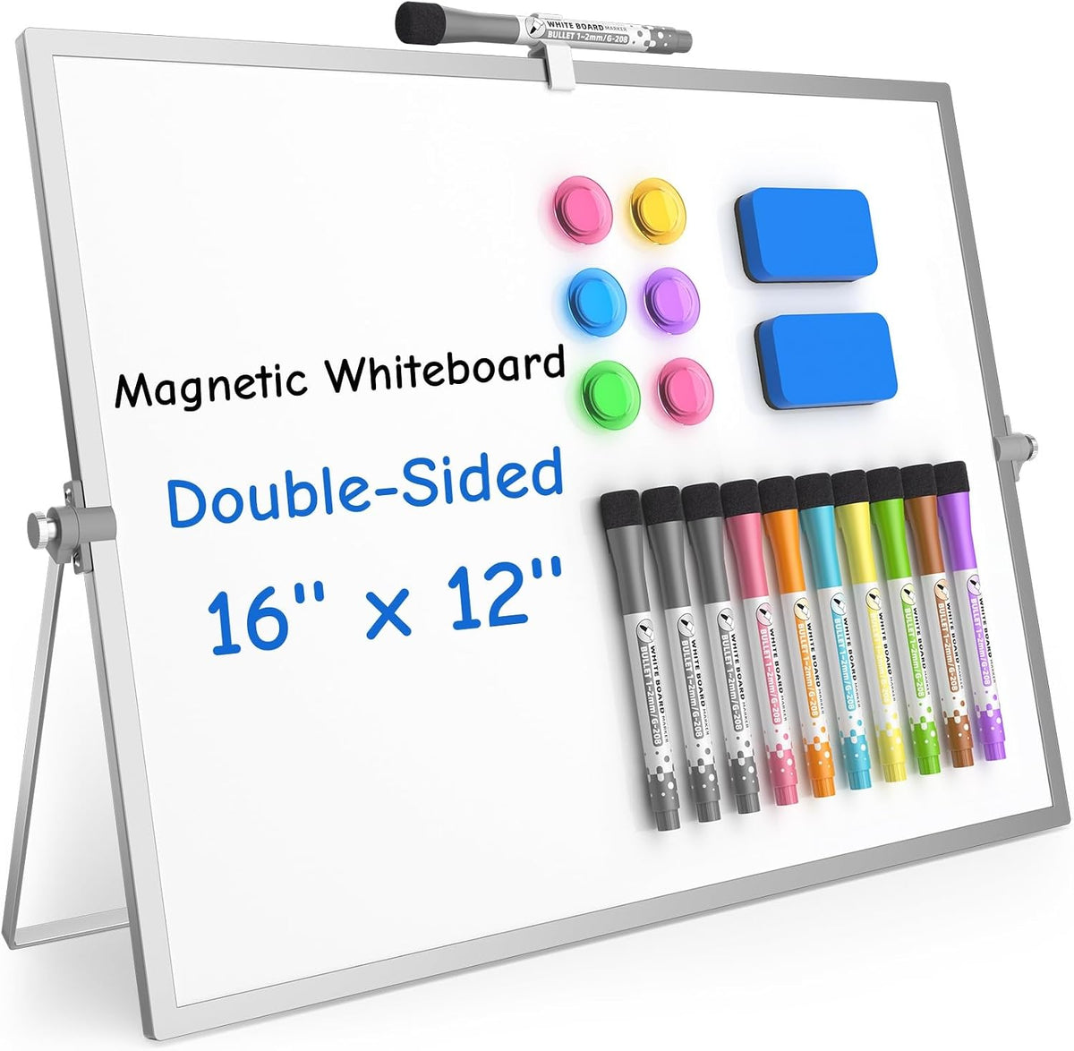 Magnetic Dry Erase Board with Stand, 18''x14'' Desktop Whiteboard